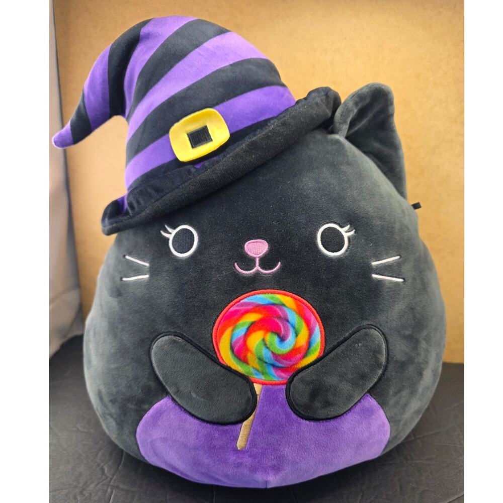 Squishmallows Autumn the Black Cat with Lollipop plush toy 14"